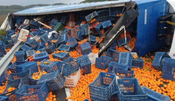 Γέμισε πορτοκάλια o αυτοκινητόδρομος Σπάρτης- Λεύκτρο (photos)
