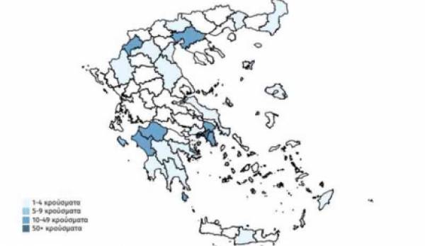 Τα επιβεβαιωμένα (59) κρούσματα στην Πελοπόννησο