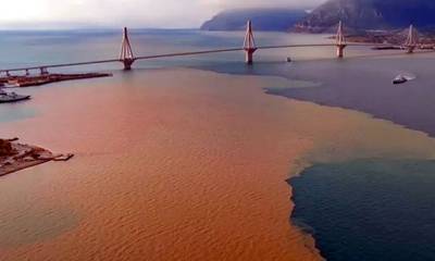 Η θάλασσα «βάφτηκε» κόκκινη -  Απίστευτες εικόνες όταν Σέλεμνο ποταμός εκβάλει στον Πατραϊκό!