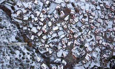 Aργολίδα: Ντυμένο στα λευκά το ορεινό χωριό Καρυά