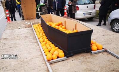 Διαμαρτυρία αγροτών στην Αργολίδα: Έκαναν «κηδεία» στα πορτοκάλια τους (photos)