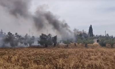 Κόρινθος: Φωτιά απέναντι από τον προαστιακό (video)