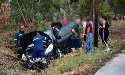 Ναύπλιο: Τροχαίο ατύχημα με εκτροπή αυτοκινήτου - Στο νοσοκομείο γυναίκα οδηγός  (photos)