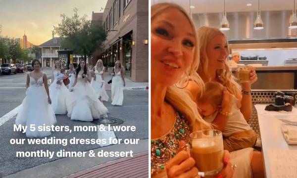ΗΠΑ: Οι 7 γυναίκες μιας οικογένειας που πήγαν σε εστιατόριο με νυφικά φορέματα