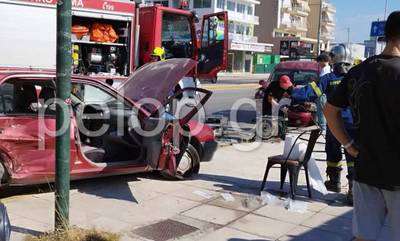 Τροχαίο ατύχημα με δύο τραυματίες στην Πάτρα (photos)