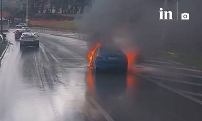 Αθηνών - Κορίνθου: Αυτοκίνητο τυλίχτηκε τις φλόγες  - Διακοπή κυκλοφορίας (video)