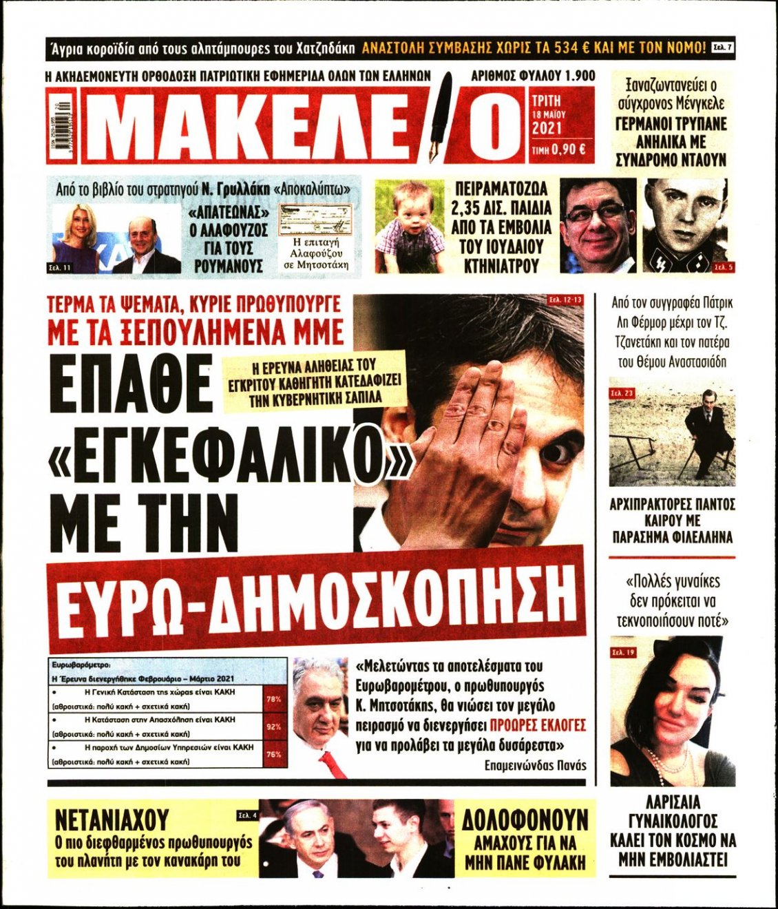 Πρωτοσέλιδο Εφημερίδας - ΜΑΚΕΛΕΙΟ - 2021-05-18