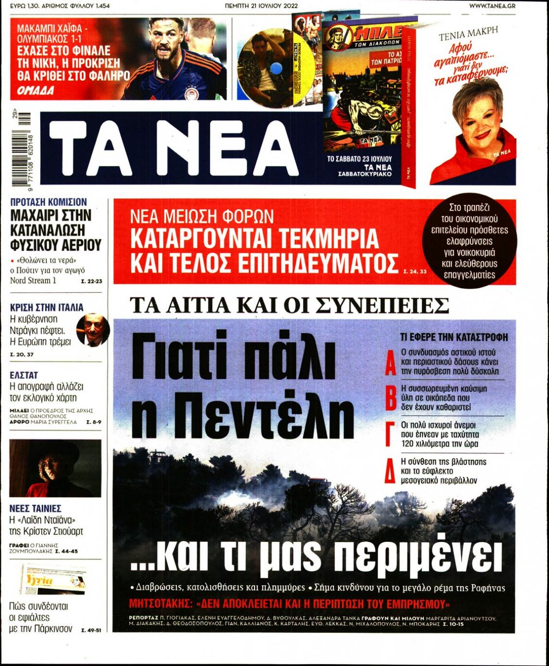 Πρωτοσέλιδο Εφημερίδας - ΤΑ ΝΕΑ - 2022-07-21