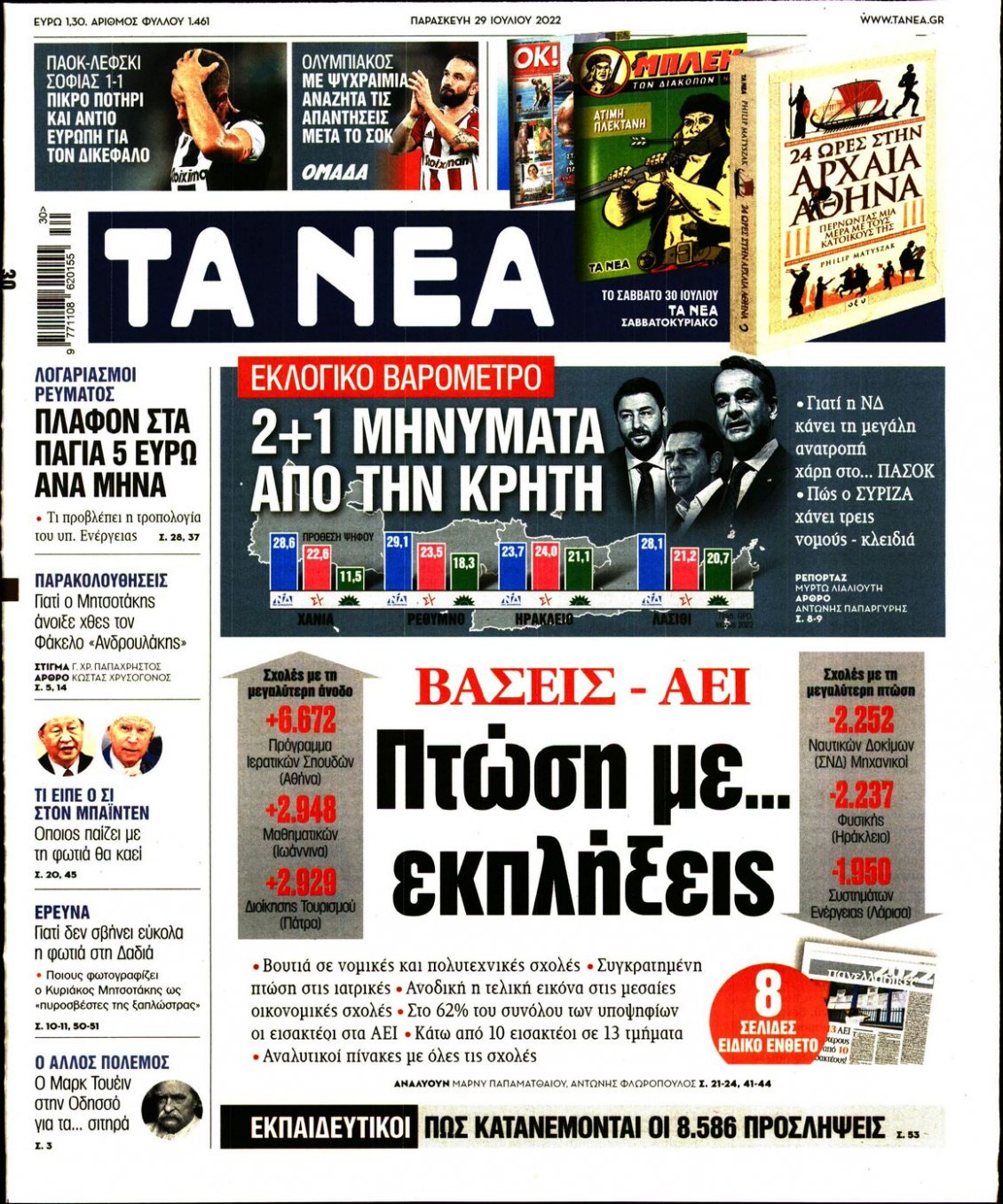 Πρωτοσέλιδο Εφημερίδας - ΤΑ ΝΕΑ - 2022-07-29