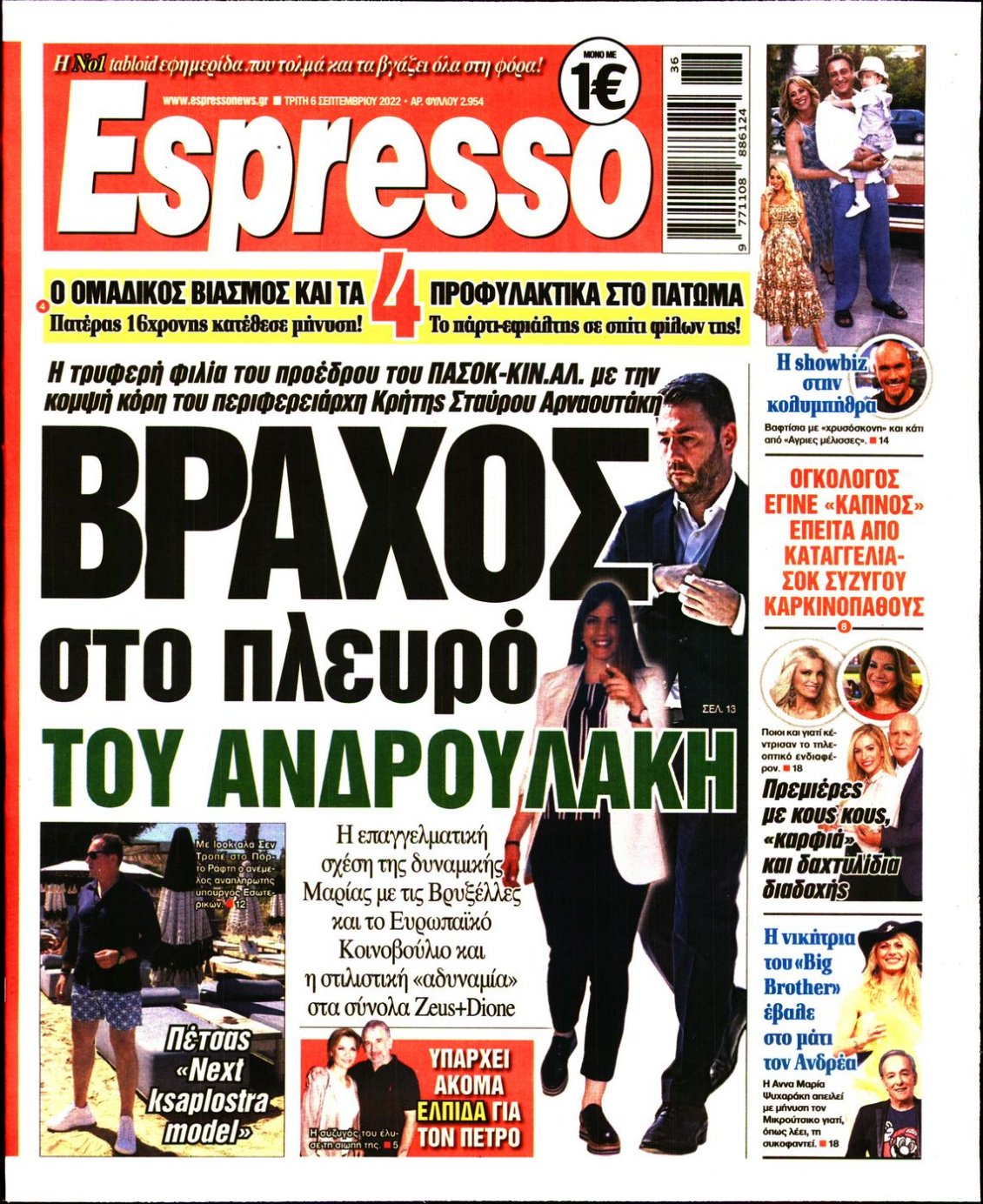 Πρωτοσέλιδο Εφημερίδας - ESPRESSO - 2022-09-06